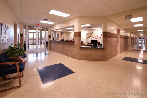 charter school entrance and reception area