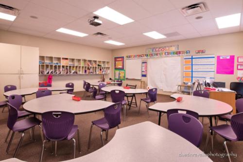 charter school classroom with group desks