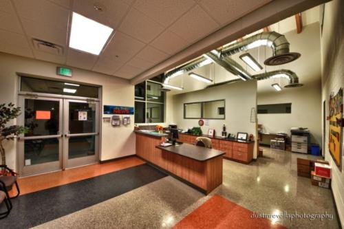 charter school entrance and reception area