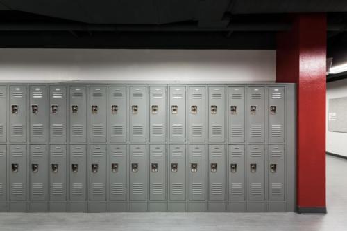 a wall of lockers