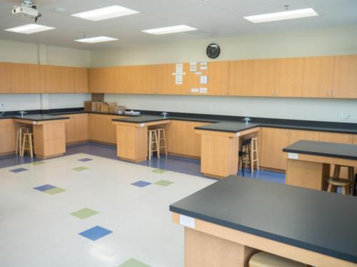 workstations in a science classroom