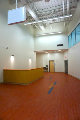 School entryway with a stairwell