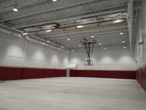 School gym with an unfinished floor