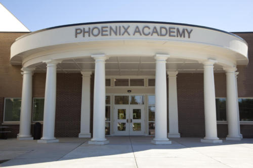 Phoenix Academy entrance with large white pillars