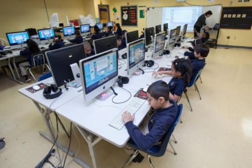 Students busy working in the computer lab