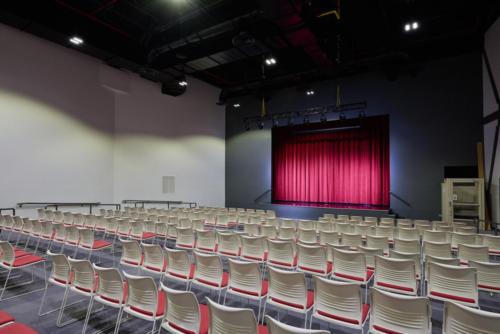 Angled view of the auditorium seating