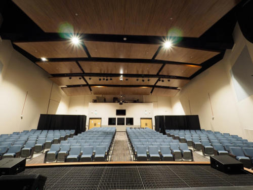 View of the school auditorium and stage