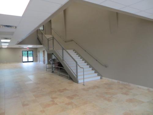 A stairway leading to the second floor of the school