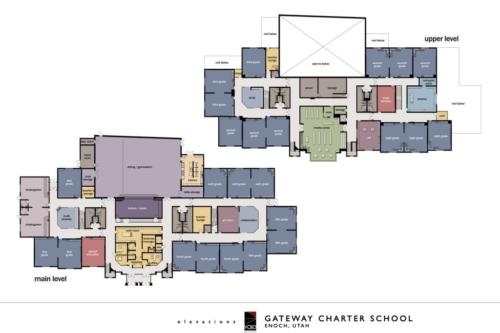 Colorful floor plans for Gateway Charter School