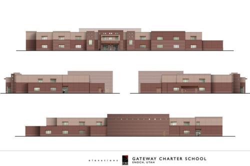 Renderings of the exterior of the charter school