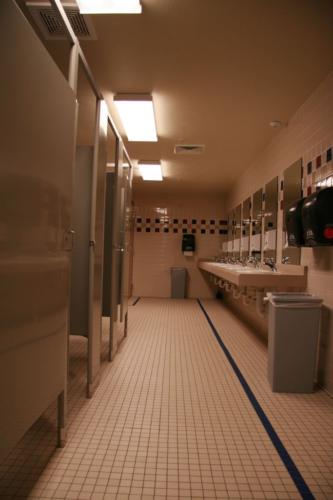 The inside of a school restroom