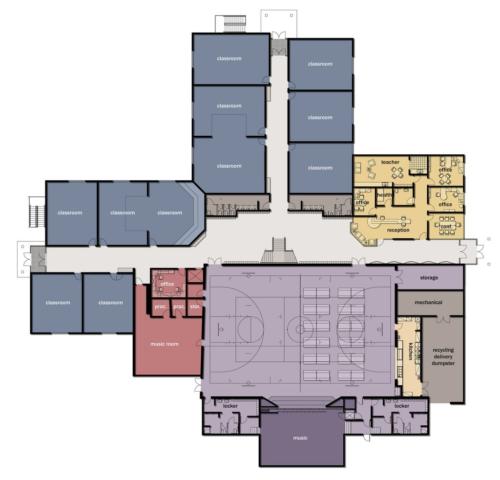 Colorful floor plans for Paradigm High School