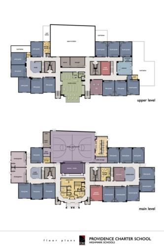 Colorful floor plans for Providence Hall charter school