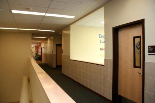 A hallway on the second floor of the school