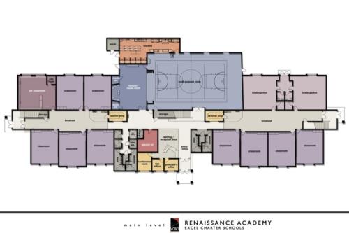Colorful floor plans for Renaissance Academy