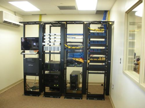 Photo of the computer server room inside the school