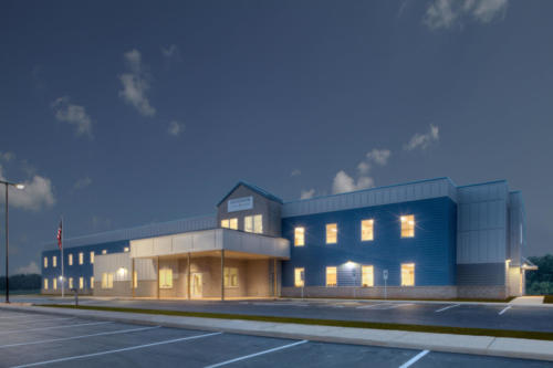 View of Davidson Charter Academy at night time
